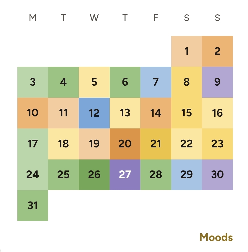 Calendar and mood tracker