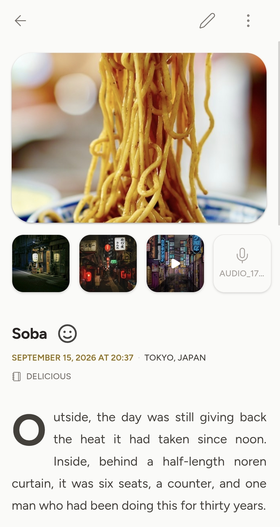 A Diurnal entry from Tokyo, with photo, video and voice attachments
